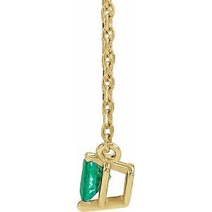 14k Yellow Gold Lab-Grown Emerald Heart 16-Pendant Necklace 18"