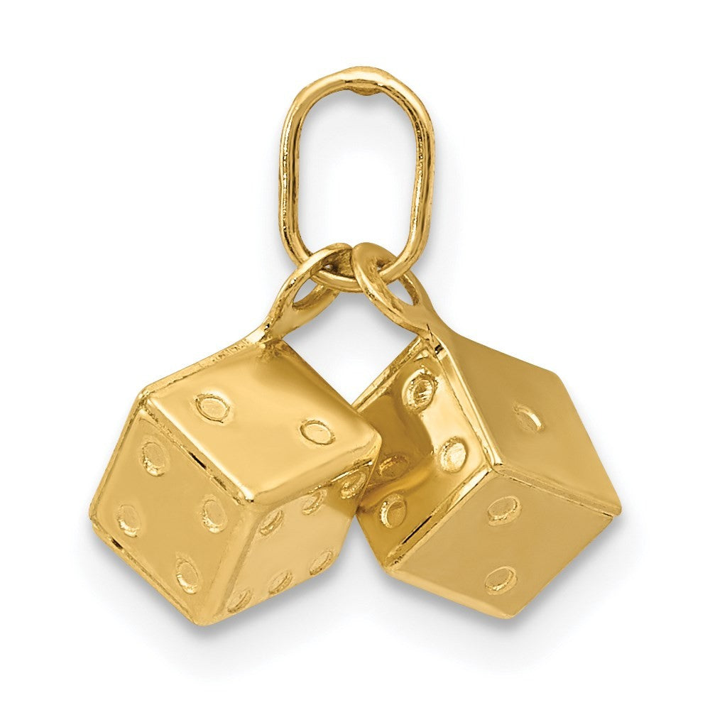 14k Yellow Gold  3D Dice Charm