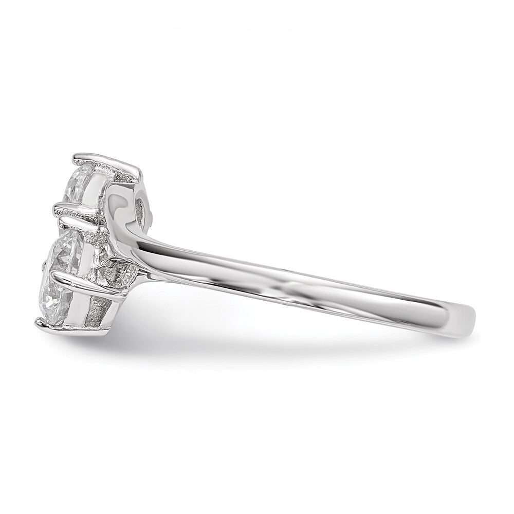 Sterling Silver Rhodium-plated Cubic Zirconia Two Stone Polished Ring Size 6