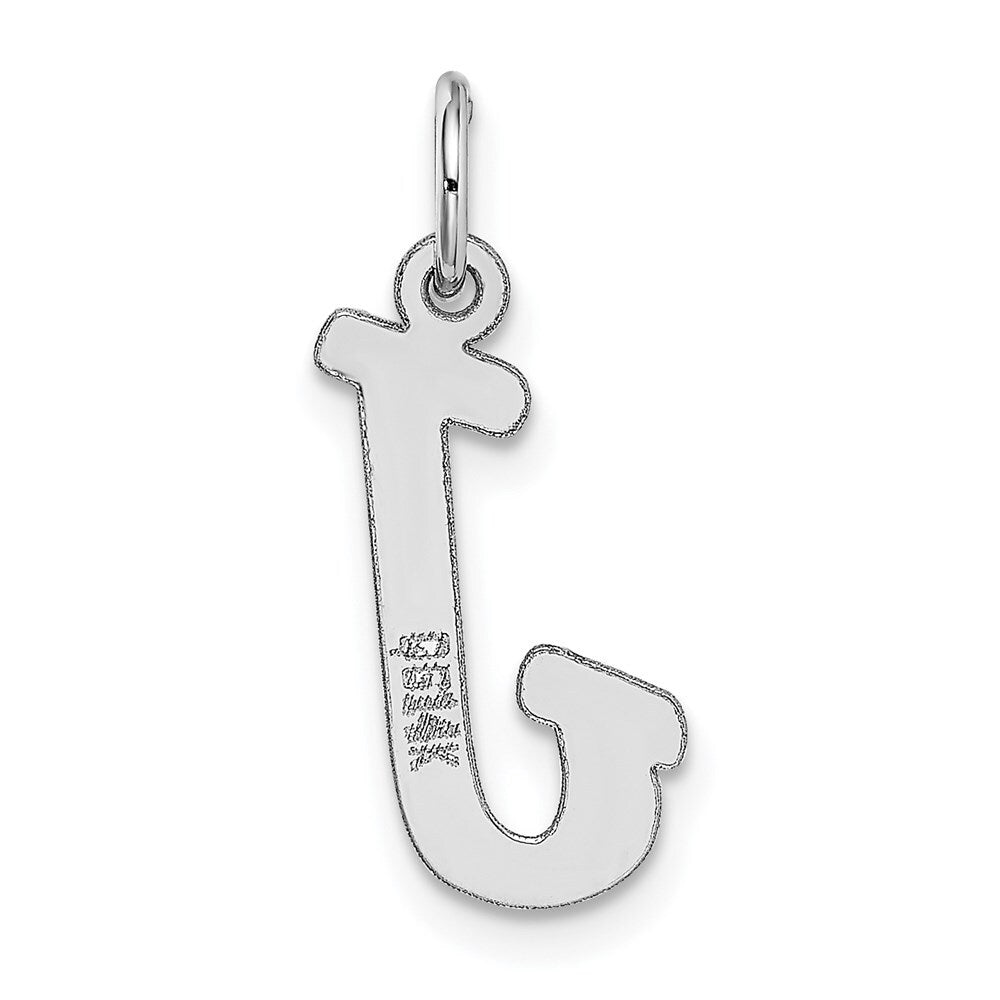 14k White Gold Medium Script Letter J Initial Charm Pendant for Women