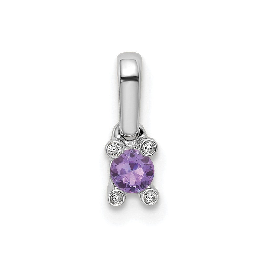 14k White Gold Family Jewelry Genuine Stone & Diamond Set Pendant