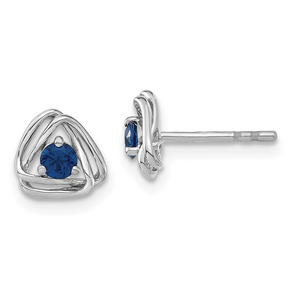 14k White Gold Created Sapphire Stud Earrings Gift for Women