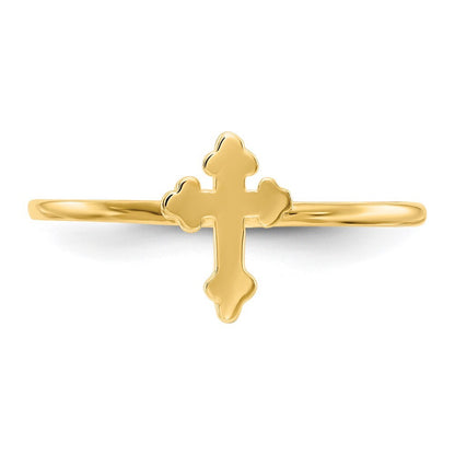 14K Yellow Gold Polished Cross Ring