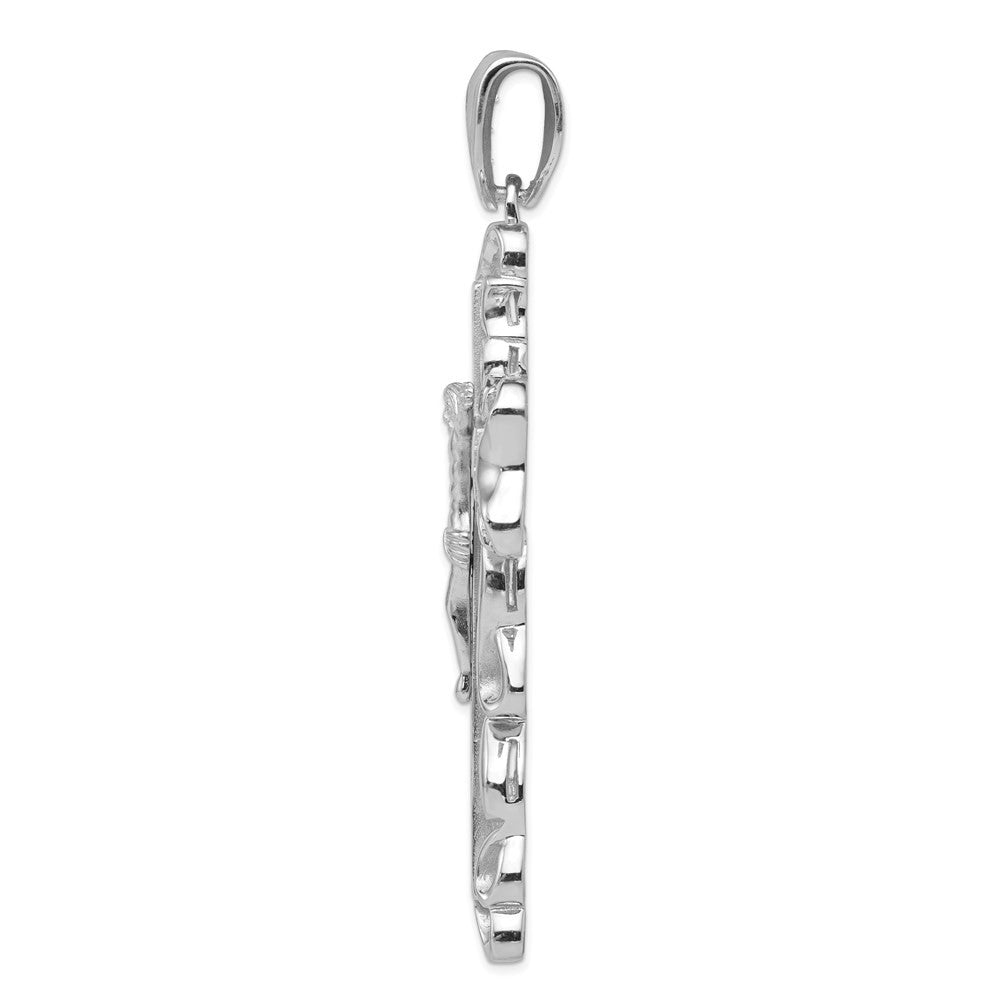 Sterling Silver Rhodium-plated Cubic Zirconia Crucifix Pendant