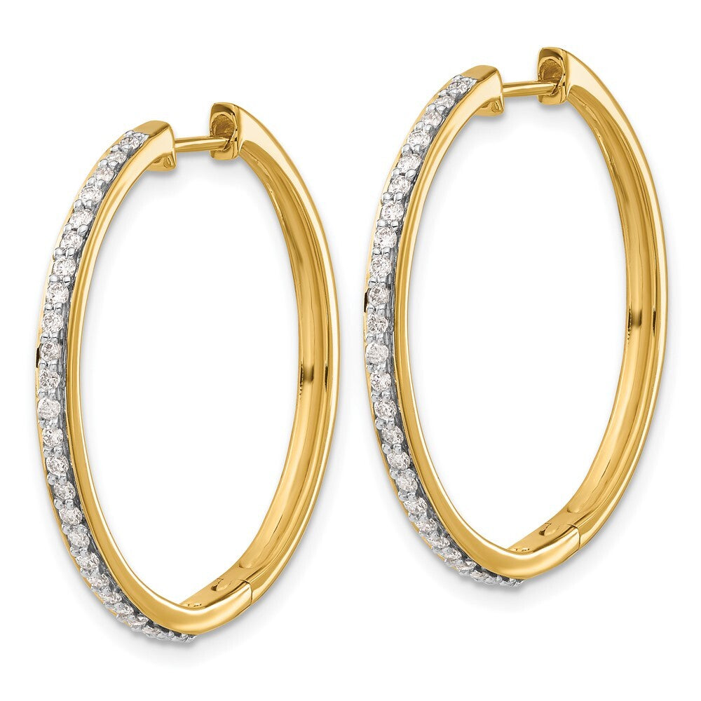 14k Yellow Gold Diamond Hinged Hoop Earrings