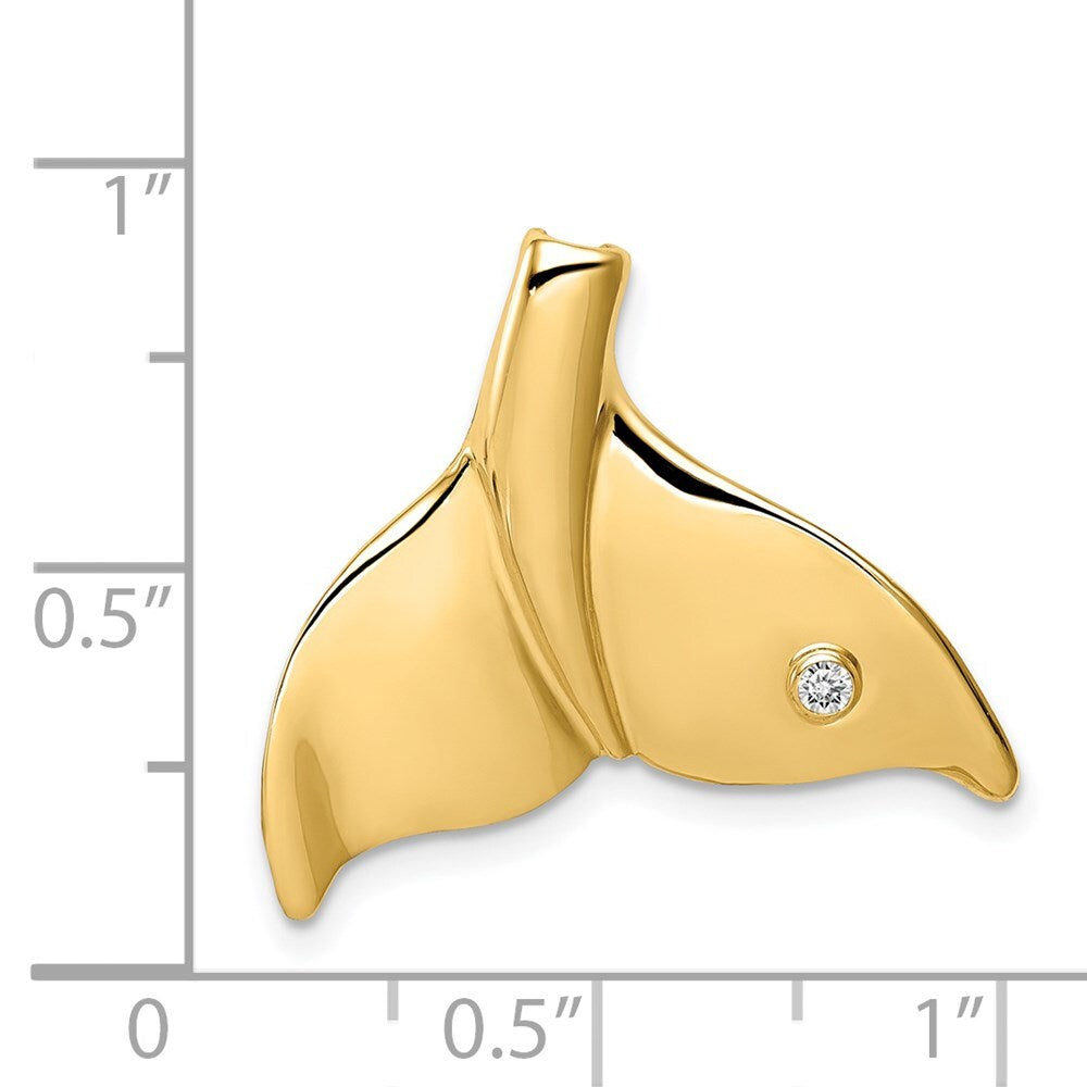 14k Yellow Gold Diamond Whale Tail Slide Pendant for Women