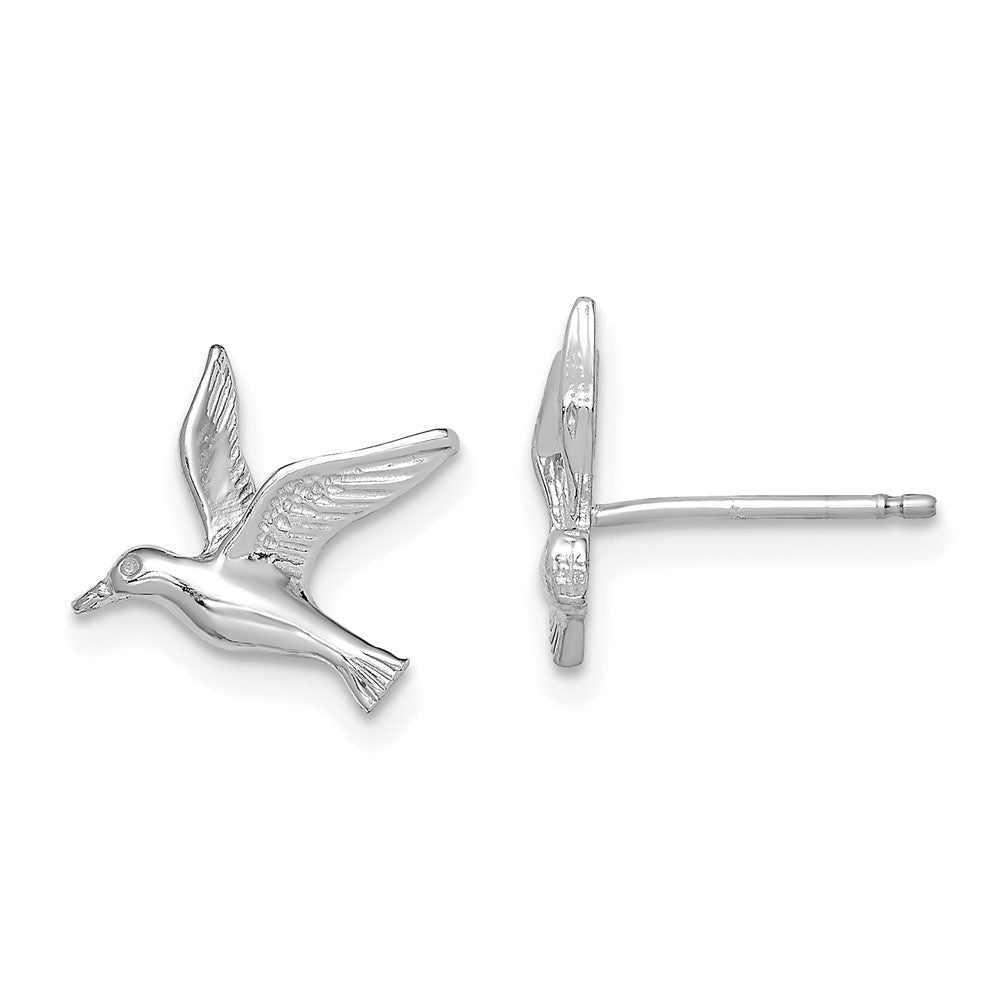 14K White Gold Polished Seagull Earrings