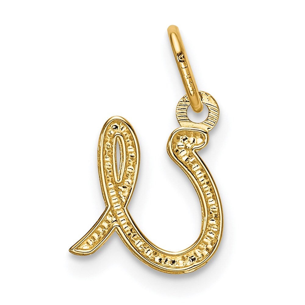 14k Yellow Gold Letter U Initial Charm Pendant for Women