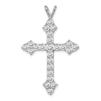 Sterling Silver Rhodium-plated Cubic Zirconia Cross Pendant