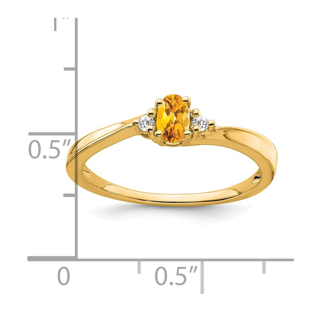 14K Yellow Gold Citrine and Diamond Ring Size 7