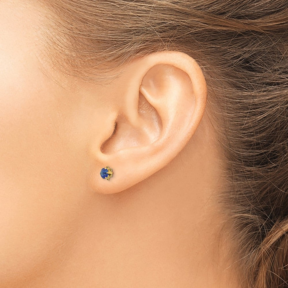 14k Yellow Gold 4mm CZ Birthstone (Sep) Screwback Earrings