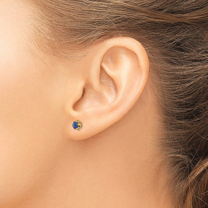 14k Yellow Gold 4mm CZ Birthstone (Sep) Screwback Earrings