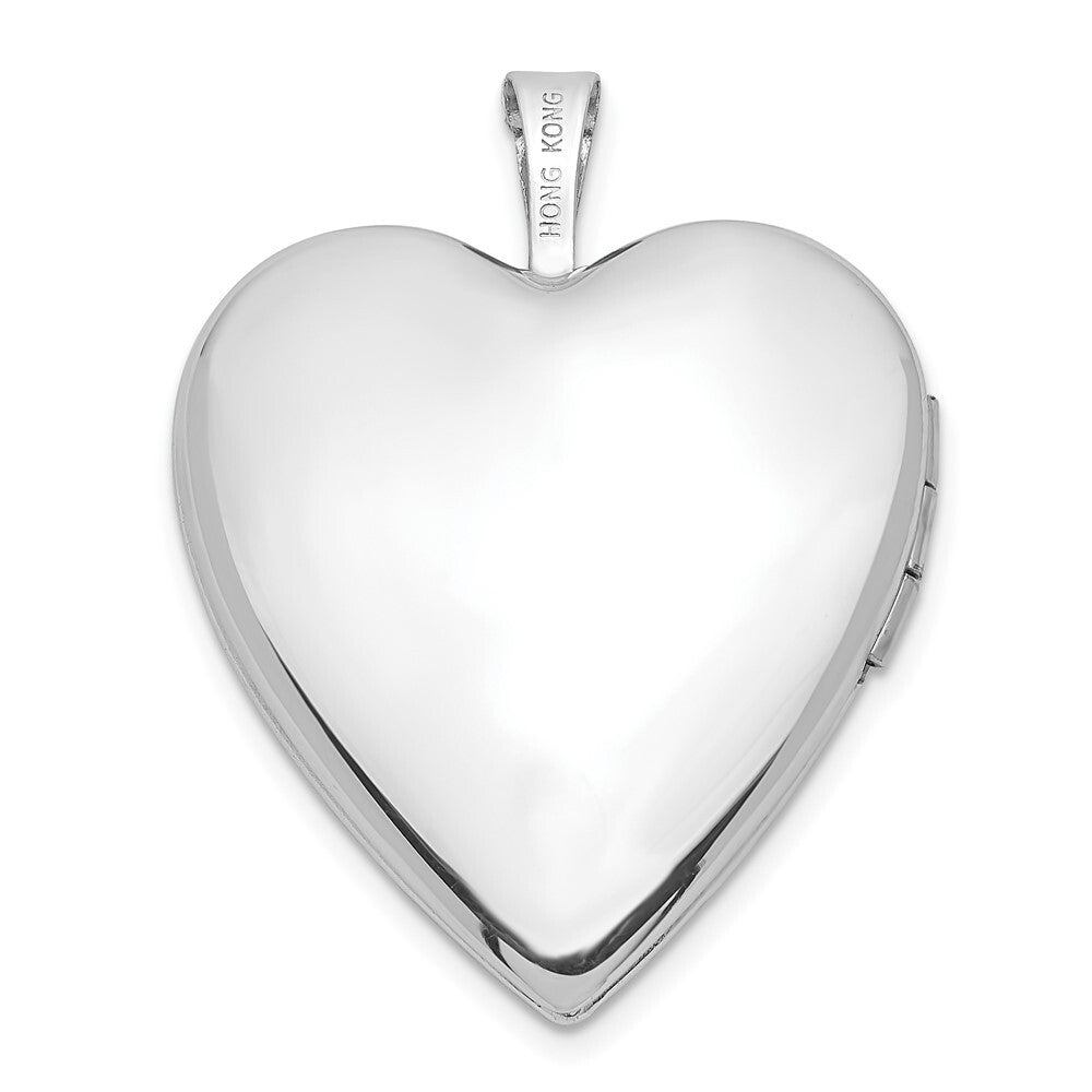 14k White Gold 20mm Diamond Heart Locket Pendant for Women