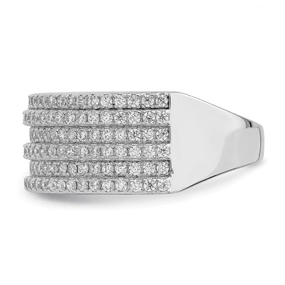 Sterling Silver Rhodium-plated Cubic Zirconia Wide Band Ring Size 6