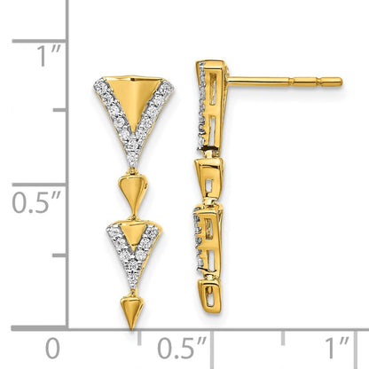 14k Yellow Gold Diamond Fancy Dangle Earrings