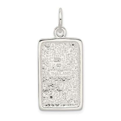 Sterling Silver Cubic Zirconia Polished Rectangle Charm