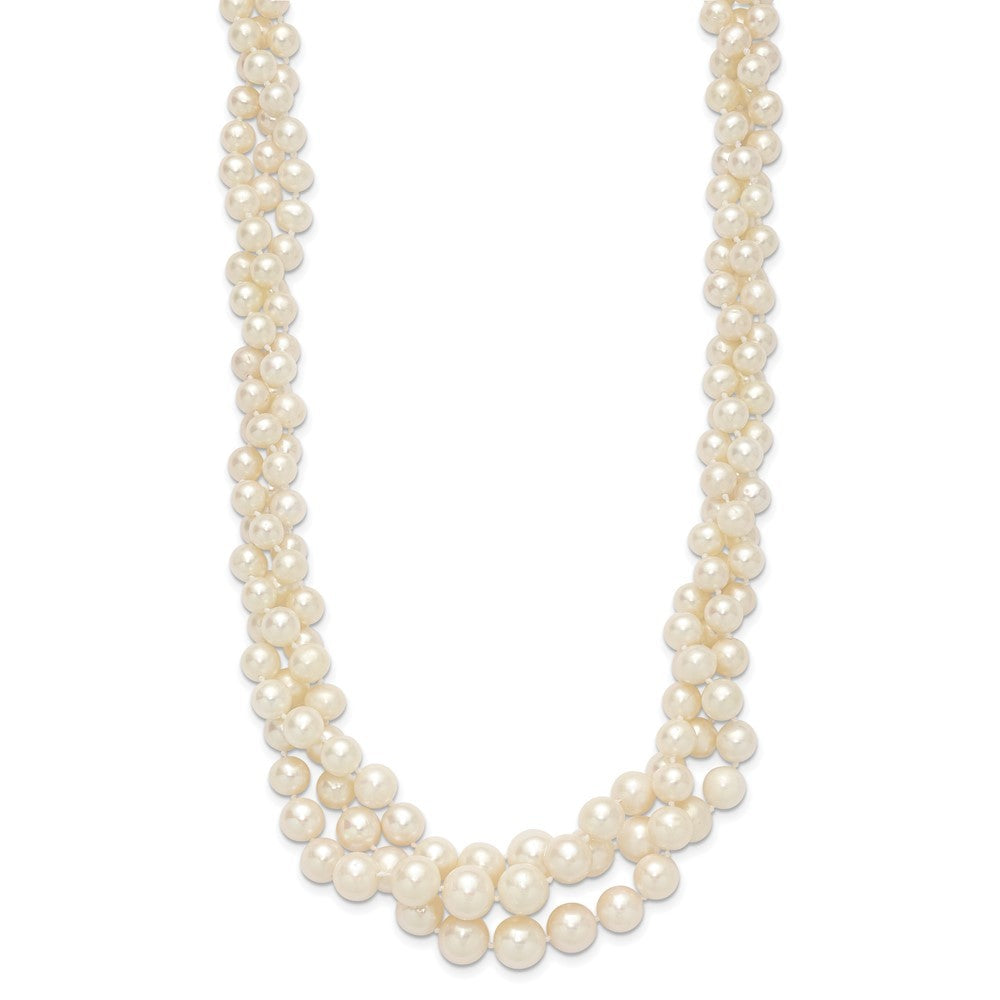 14k Gold 5-9mm Semi-Round Freshwater Cultured Pearl Multi-strand 19" Necklace