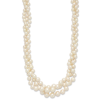 14k Gold 5-9mm Semi-Round Freshwater Cultured Pearl Multi-strand 19" Necklace