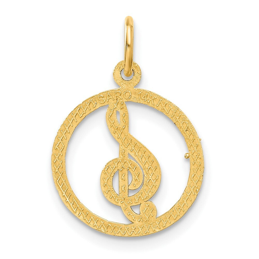 14k Yellow Gold Treble Clef Charm Pendant for Women