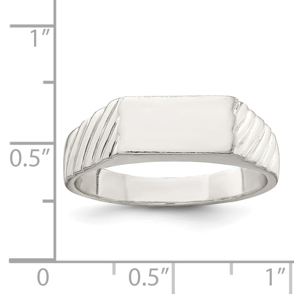 Sterling Silver 6x11mm Open Back Signet Ring Size 9