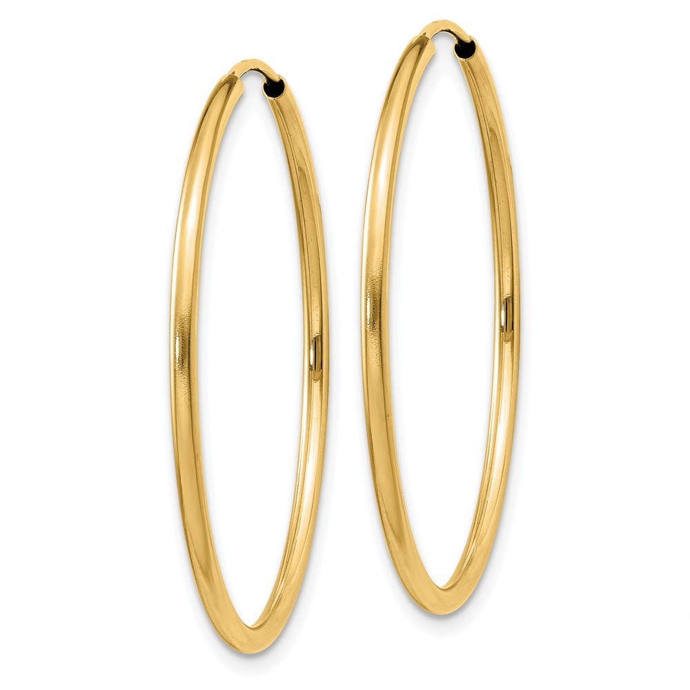 14k Yellow Gold 1.5mm Polished Round Endless Hoop Earrings