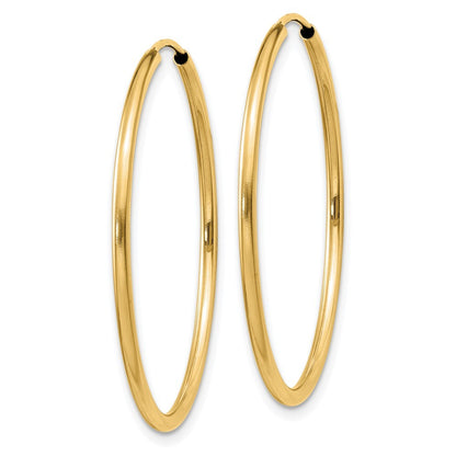 14k Yellow Gold 1.5mm Polished Round Endless Hoop Earrings