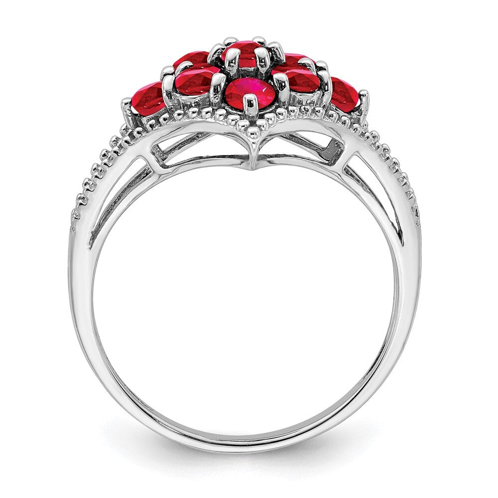 Sterling Silver Rhodium-plated Created Ruby Ring