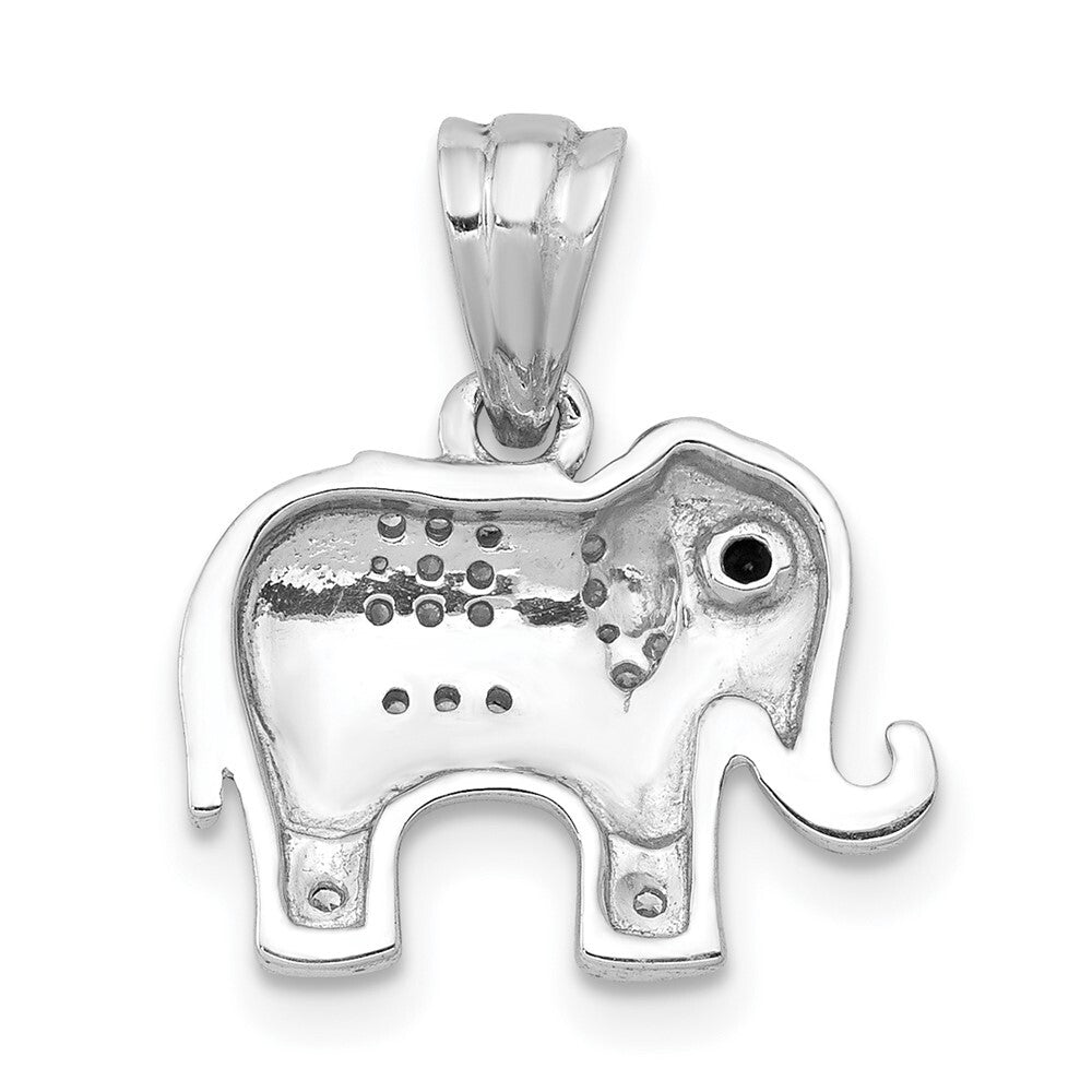 14k White Gold Black/White Diamond Elephant Pendant for Women
