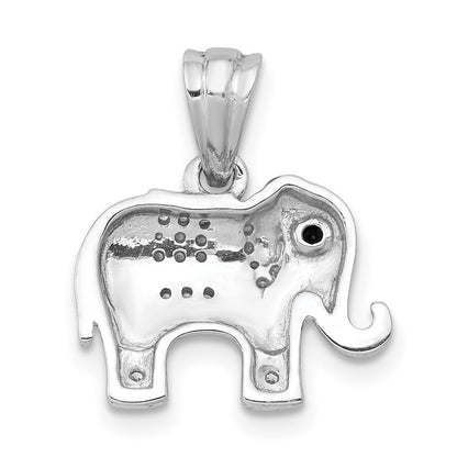 14k White Gold Black/White Diamond Elephant Pendant for Women