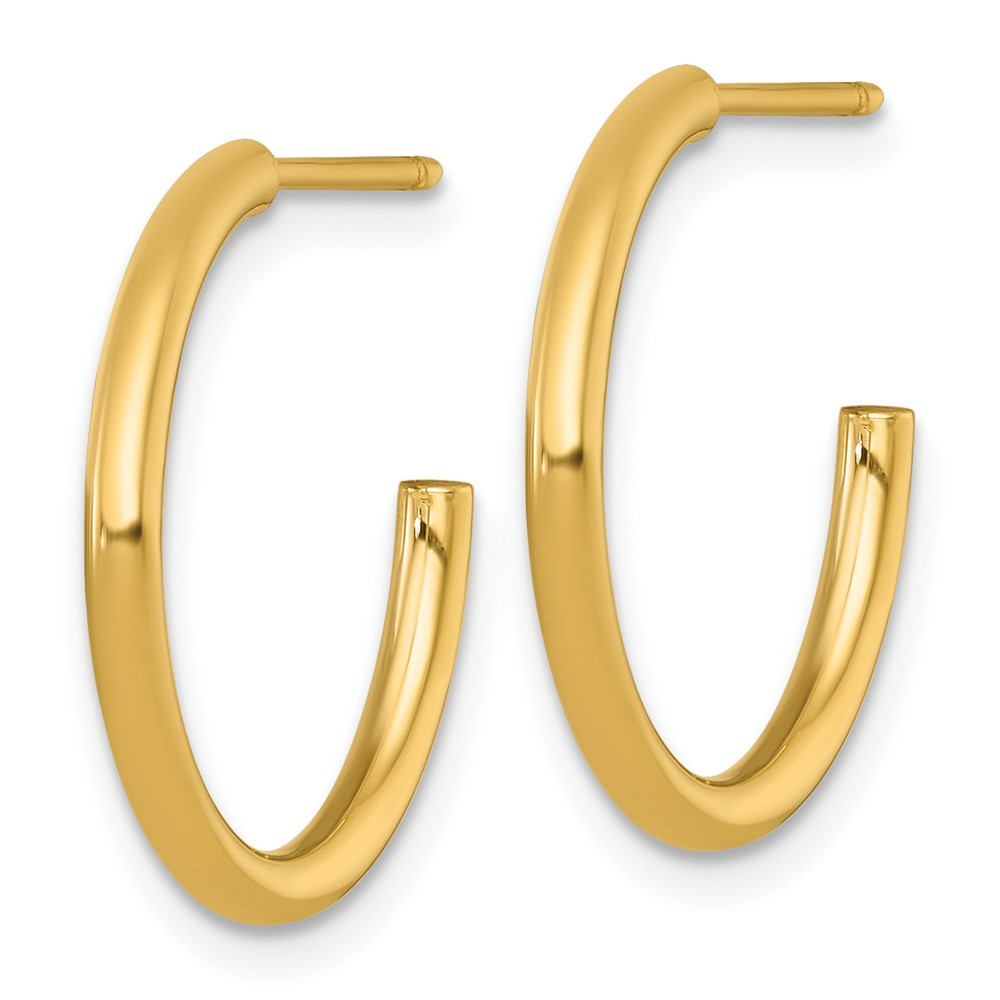14k Yellow Gold Polished 2.0 x 20mm Tube C-Hoop Earrings