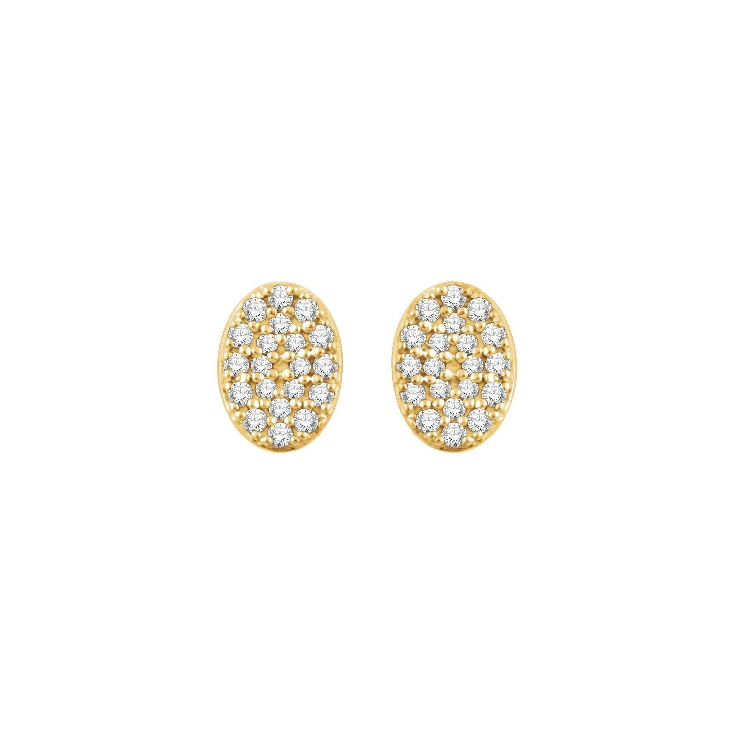 Gift for Mothers 14k Yellow Gold 1/6 CTW Natural Diamond Cluster Stud Earrings