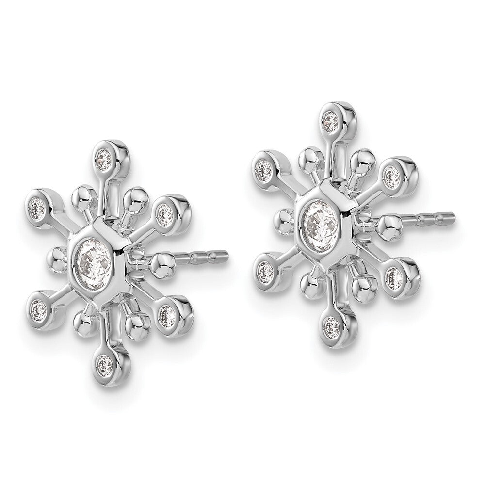 14k White Gold Diamond Snowflake Stud Earrings