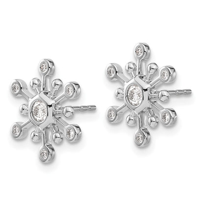 14k White Gold Diamond Snowflake Stud Earrings