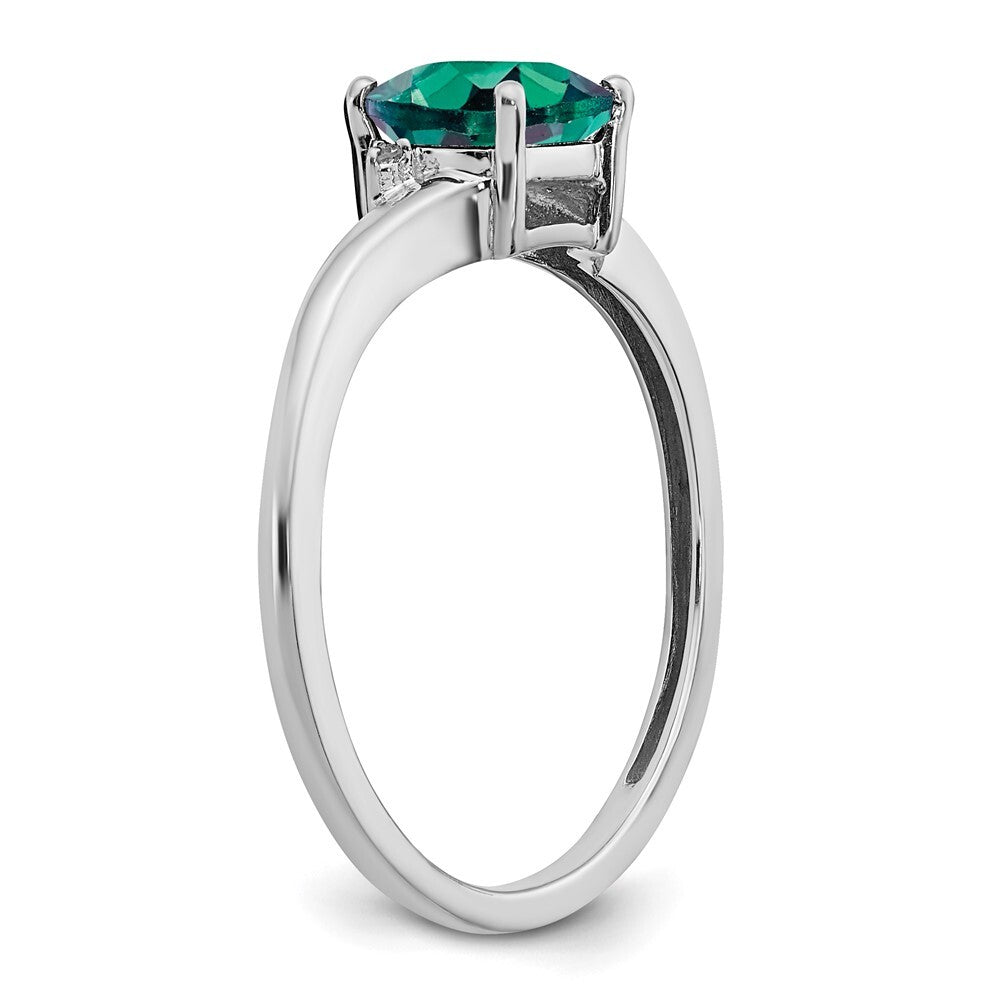 Sterling Silver Rhodium-plated Created Alexandrite and Diamond Ring Size 6