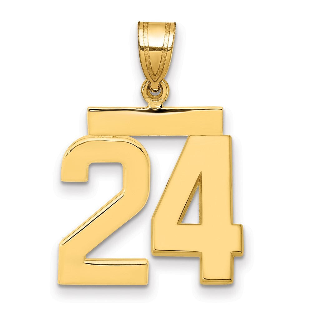 14k Yellow Gold Medium Polished Number 24 Charm Pendant for Women