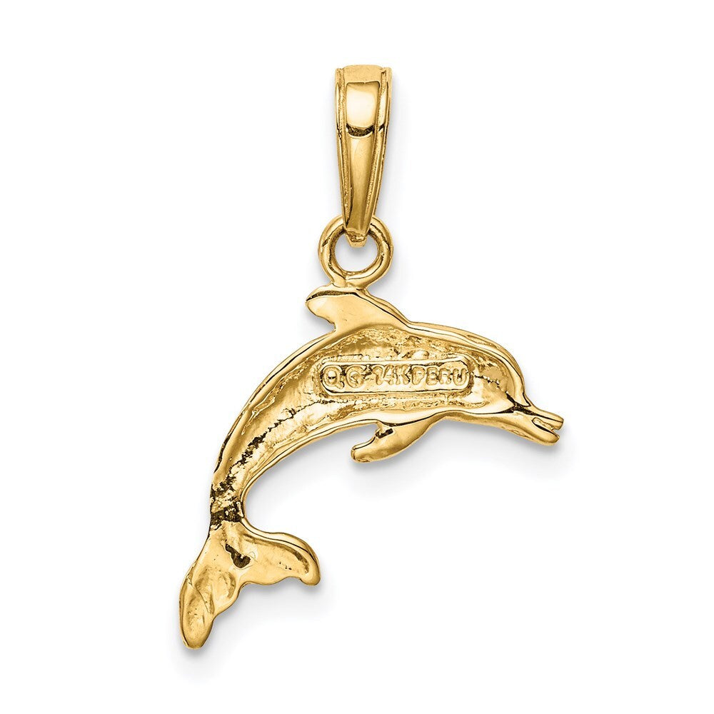 14k Yellow Gold Dolphin Jumping Pendant for Women