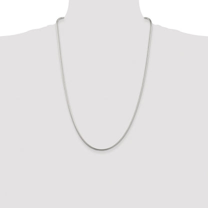 Sterling Silver Rhodium-plated 2mm Snake Chain