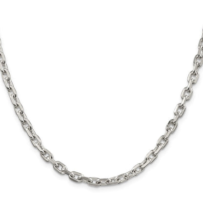 Sterling Silver 4.9mm Beveled Oval Cable Chain Necklace