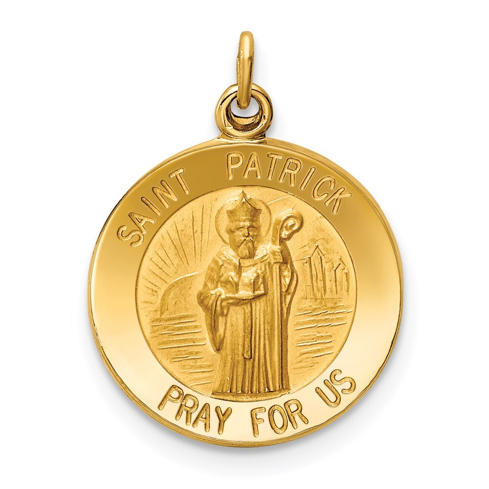 14k Yellow Gold Saint Patrick Medal Charm Pendant for Women