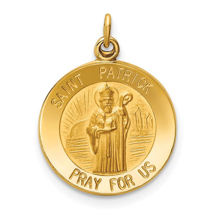14k Yellow Gold Saint Patrick Medal Charm Pendant for Women