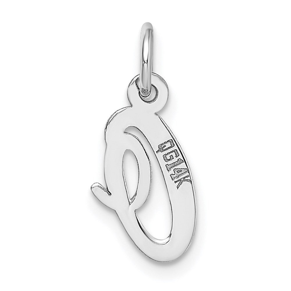 14k White Gold Small Script Letter O Initial Charm Pendant