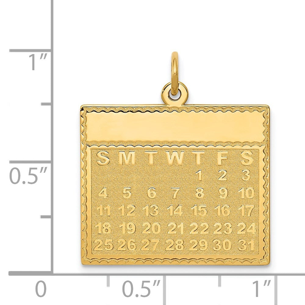 14k Yellow Gold Thursday the First Day Calendar Pendant