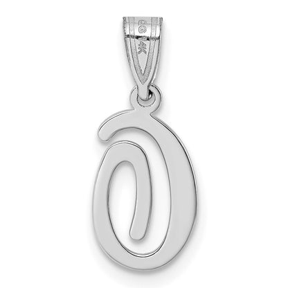 14k White Gold Script Letter O Initial Pendant for Women