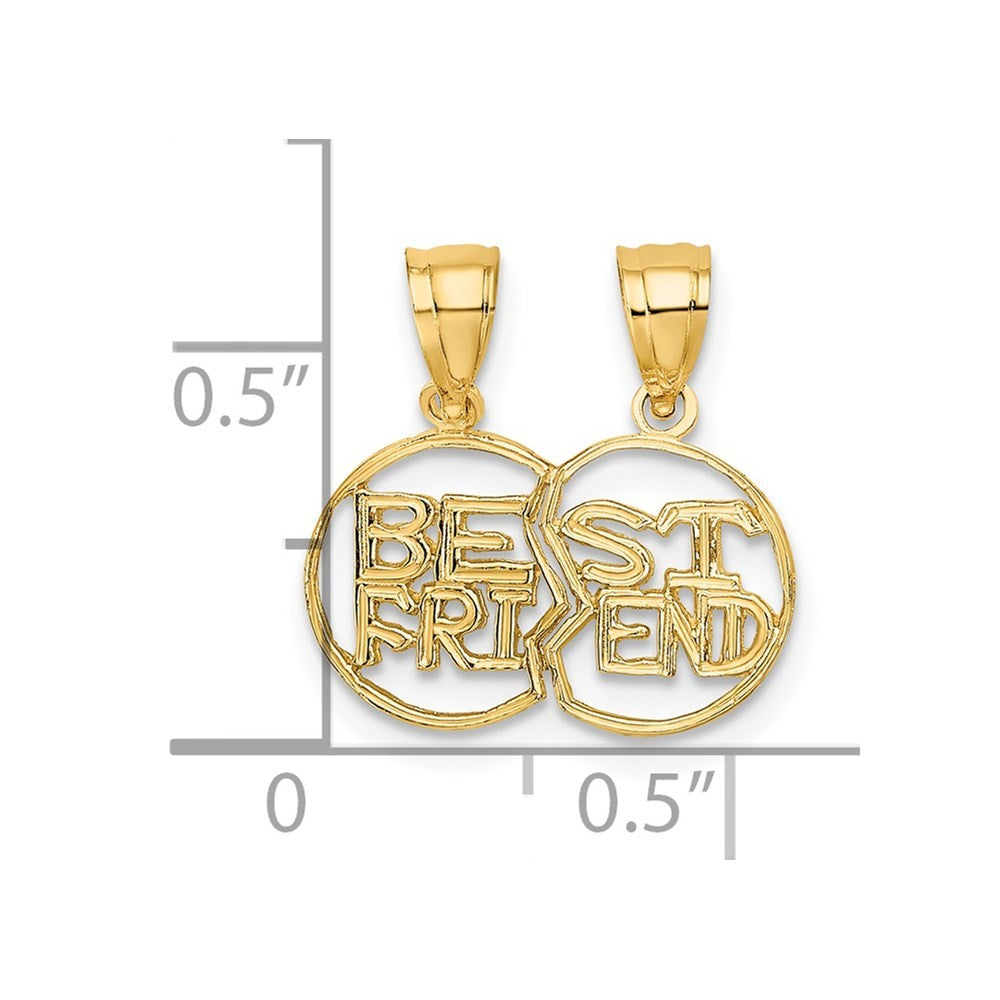14k Yellow Gold 2-Piece Break-apart Cut-out BEST FRIEND Charm