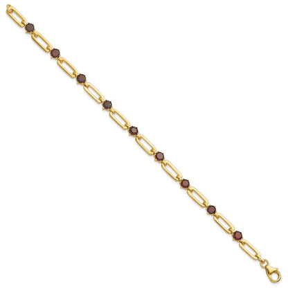 Sterling Silver Gold-tone 5mm 4.05GA Garnet Paperclip Chain Bracelet
