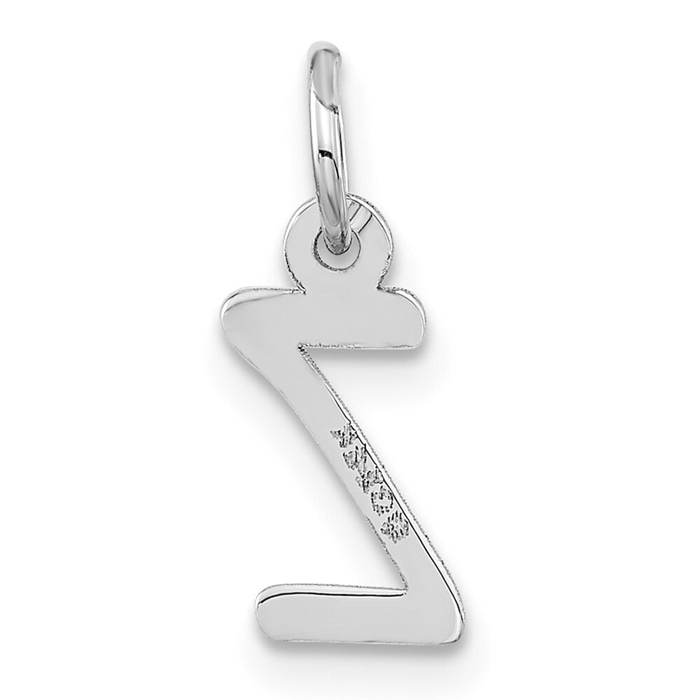 14k White Gold Small Slanted Block Letter Z Initial Charm Pendant for Women