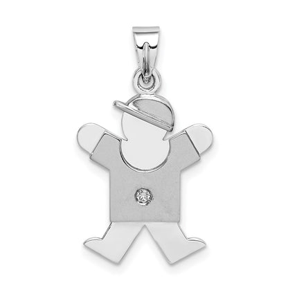14k White Gold AA Diamond Kid Pendant for Women