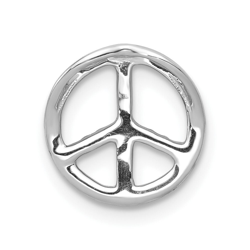 14k White Gold Diamond Peace Sign Slide Pendant for Women