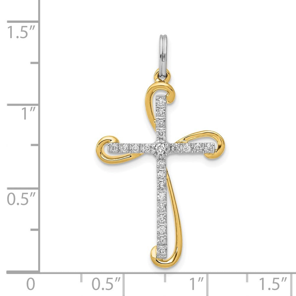 14k Two-Tone Gold 1/6ct. Diamond Cross Pendant