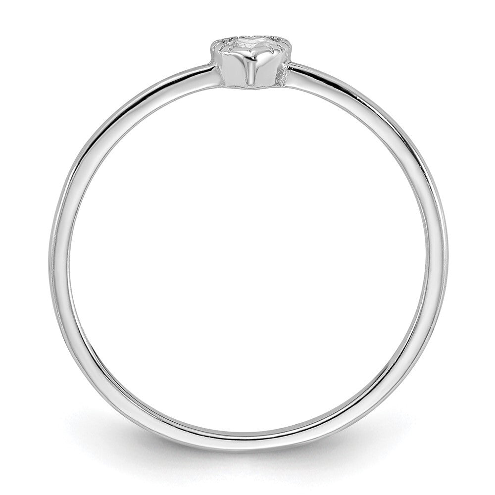 Sterling Silver Rhodium-plated CZ Heart Ring Size 6